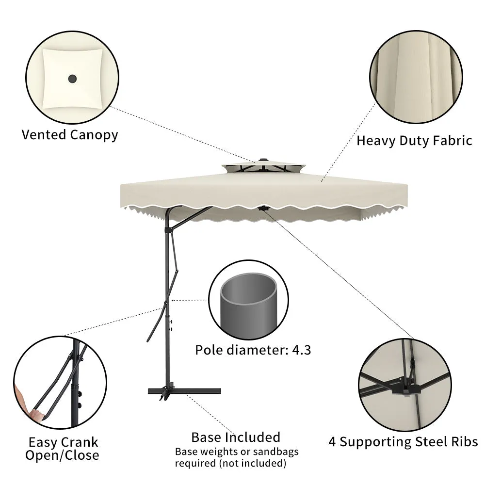 Cream White Square Parasol with Vent