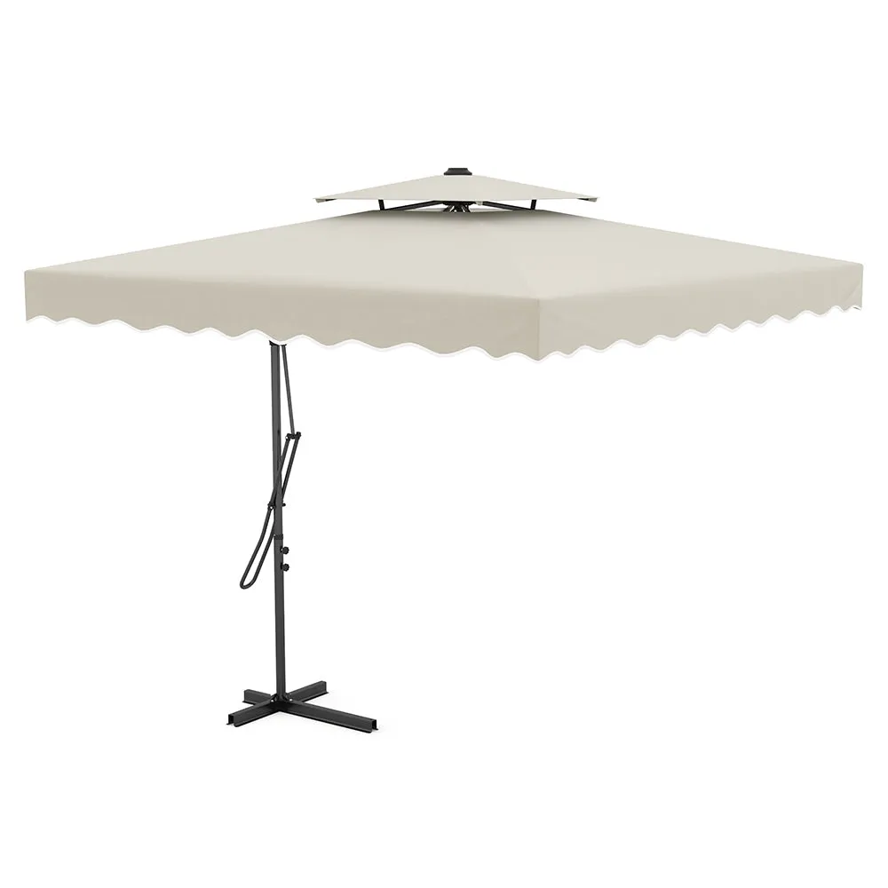 Cream White Square Parasol with Vent