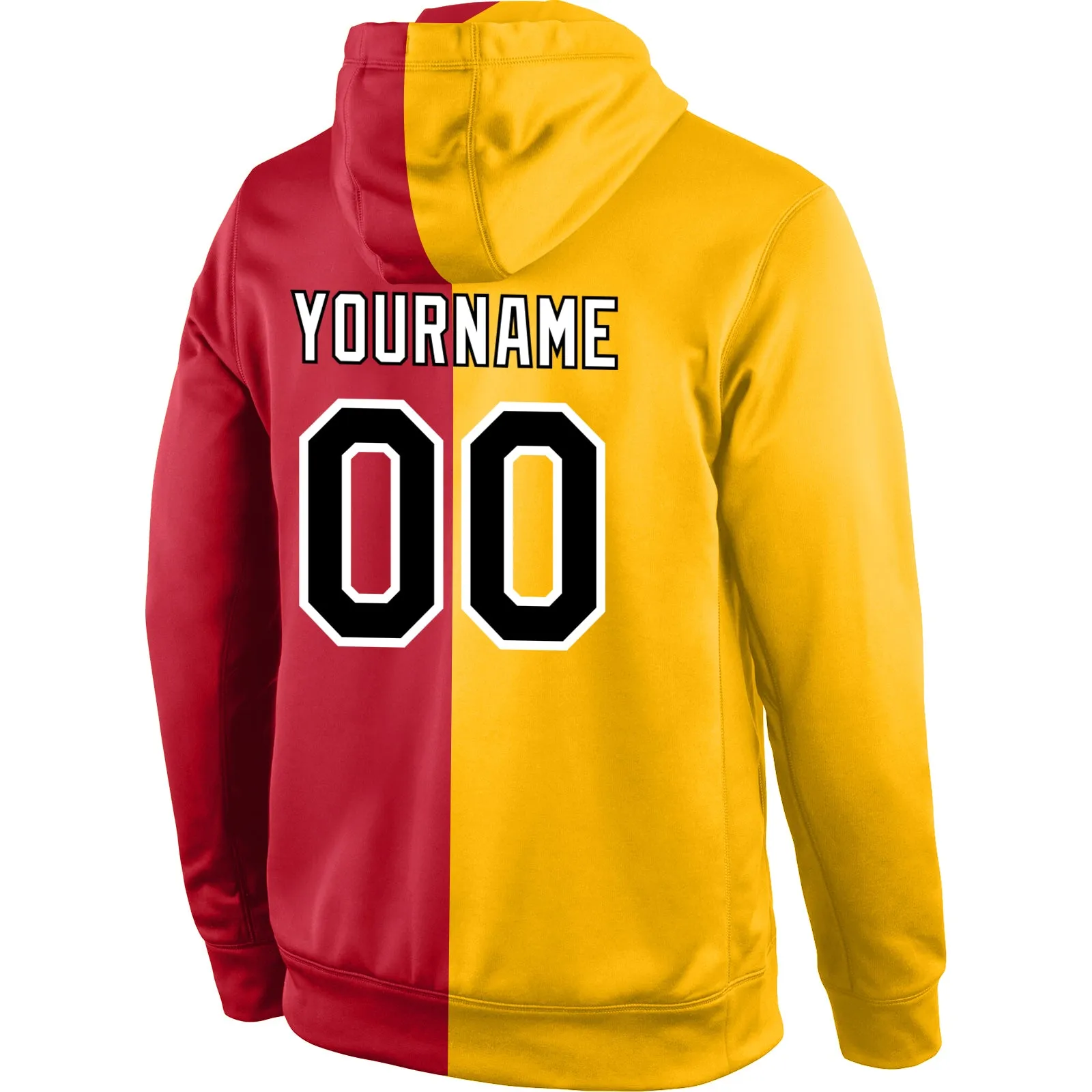 Custom Stitched Gold Black-Red Split Fashion Sports Pullover Sweatshirt Hoodie