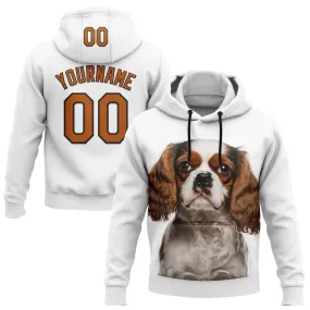 Custom Stitched White Texas Orange-Black 3D Pattern Design King Charles Dog Sports Pullover Sweatshirt Hoodie