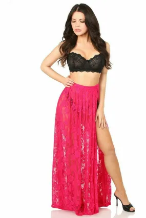 Daisy Corsets Sheer Fuchsia Lace Skirt