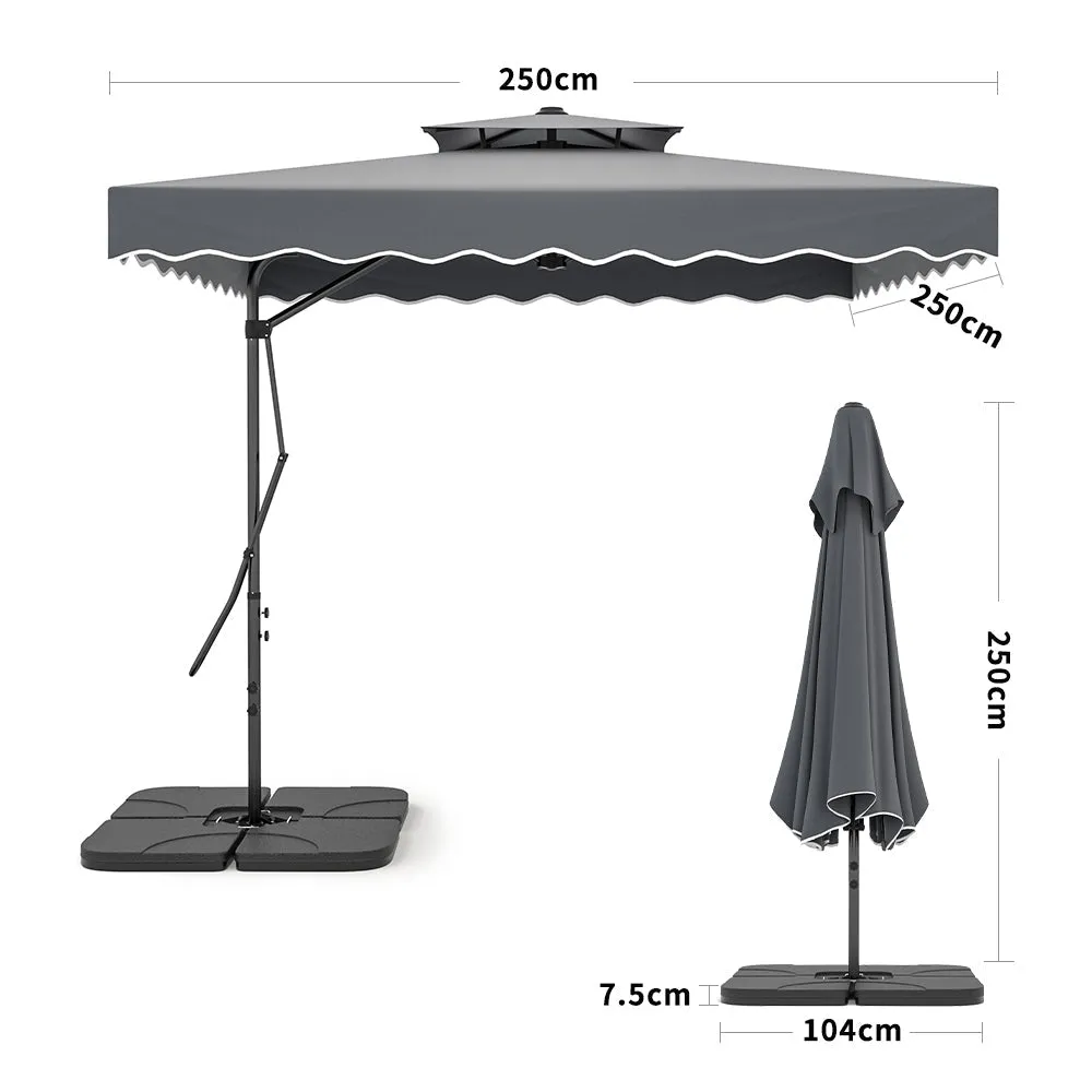 Dark Grey Square Parasol with Vent