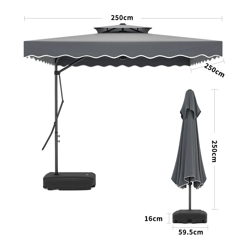 Dark Grey Square Parasol with Vent