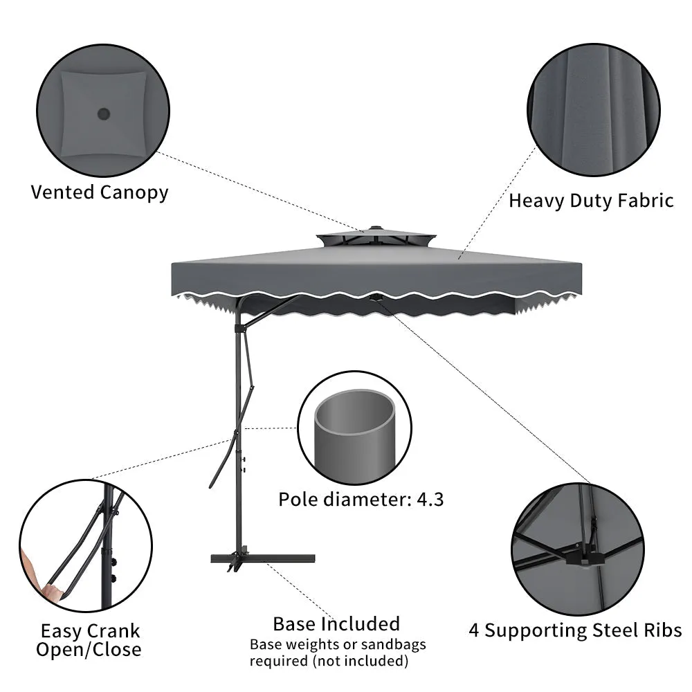 Dark Grey Square Parasol with Vent