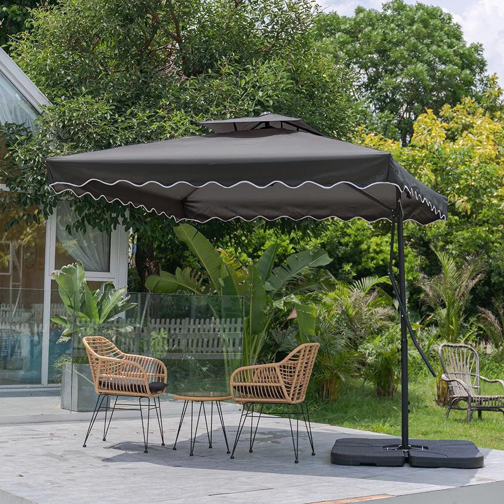 Dark Grey Square Parasol with Vent