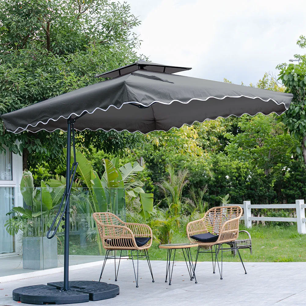 Dark Grey Square Parasol with Vent