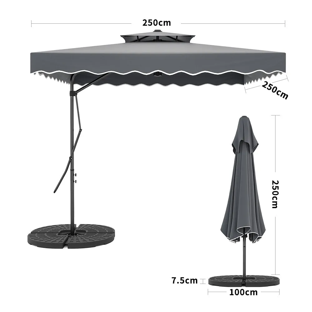 Dark Grey Square Parasol with Vent