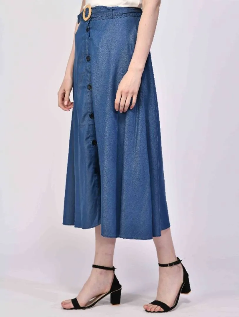 Denim A-LINE Knee-Length Skirt