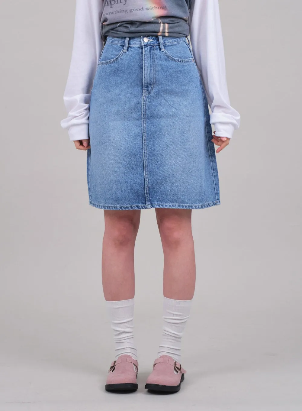 Denim Knee Length Skirt C2701