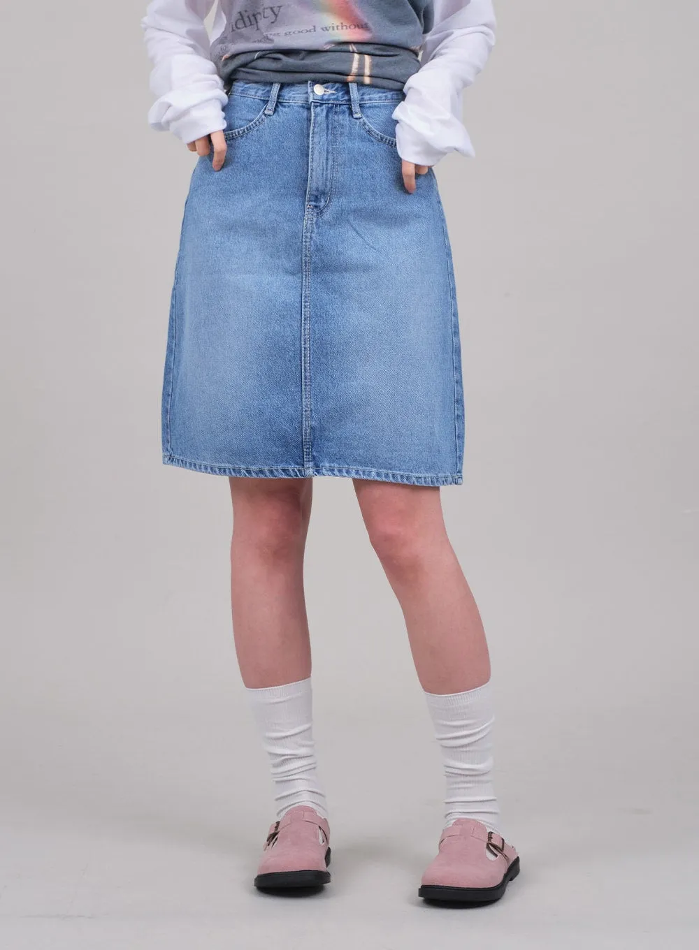 Denim Knee Length Skirt C2701