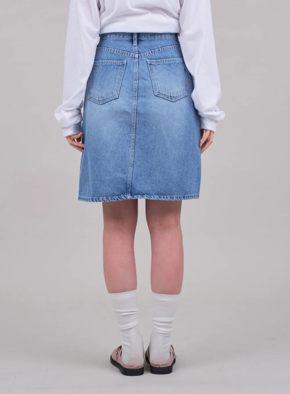 Denim Knee Length Skirt C2701