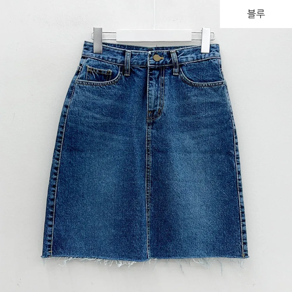 Denim Knee Length Skirt F5