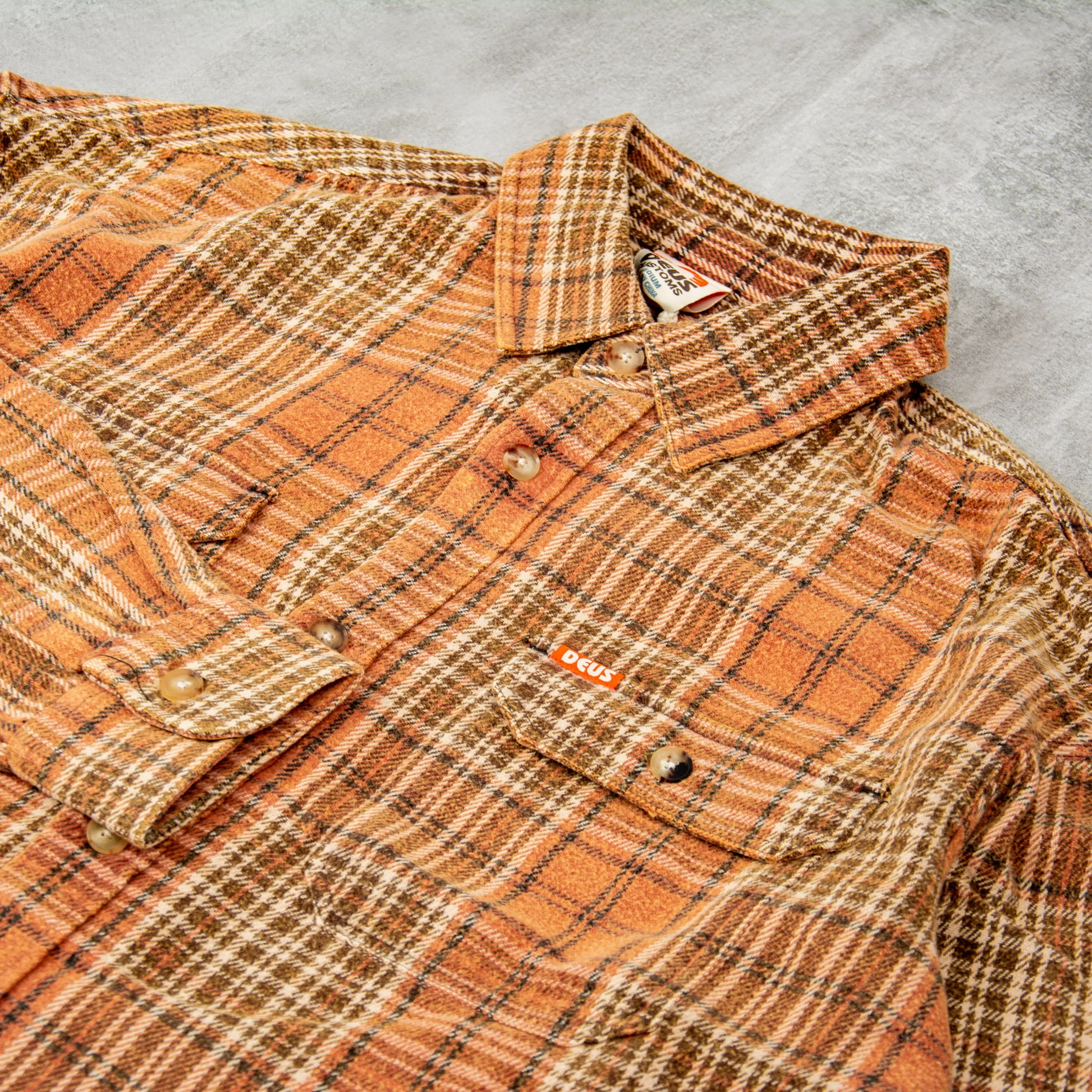 Deus ex Machina Vacay Check Shirt - Orange Check