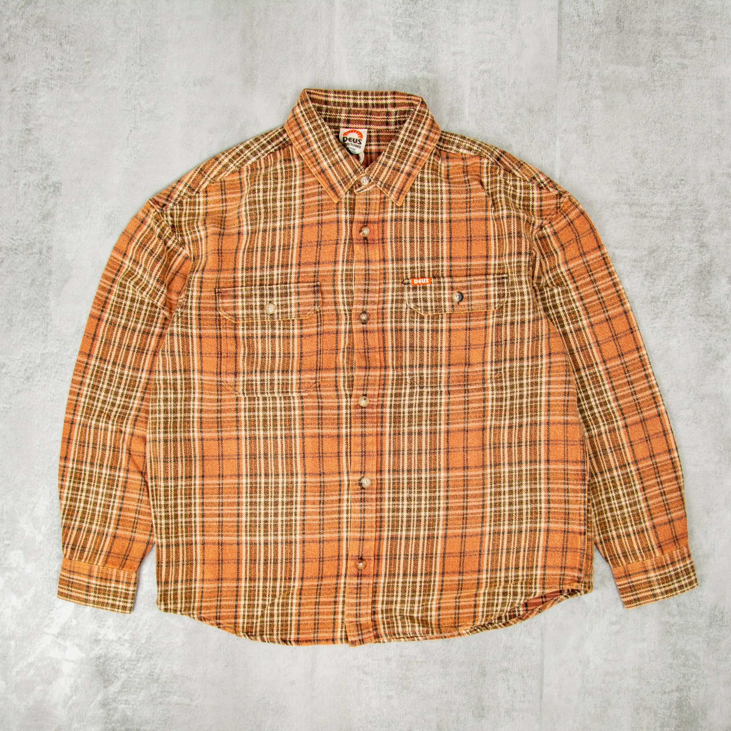 Deus ex Machina Vacay Check Shirt - Orange Check