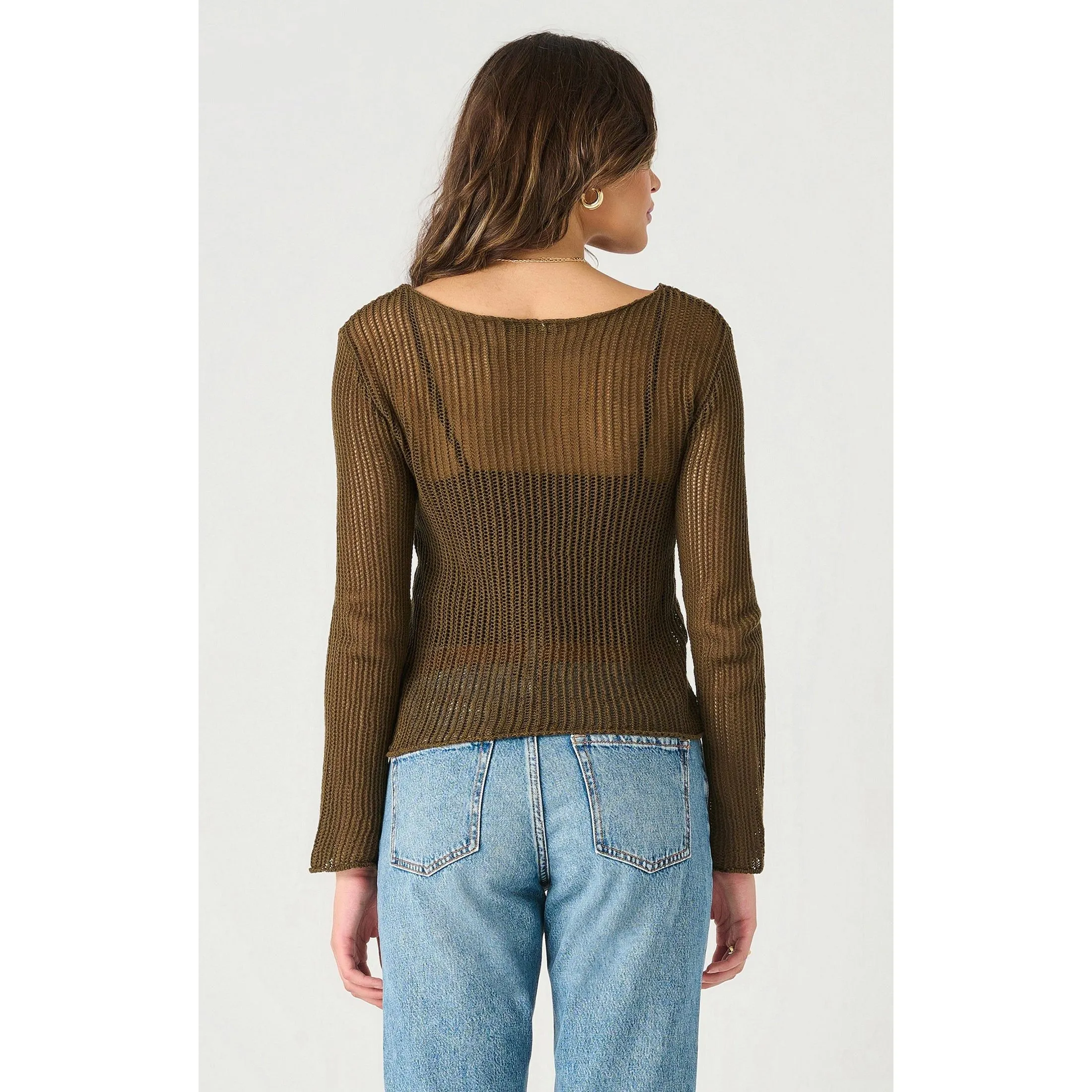 Dex Long Sleeve Mesh Stitch Sweater