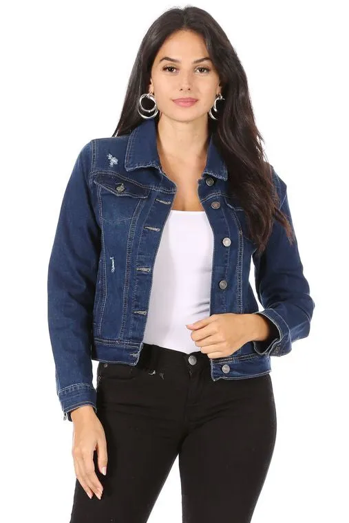 Distressed Dark Denim Jacket