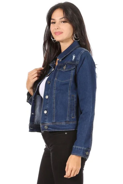 Distressed Dark Denim Jacket