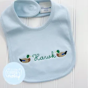 Double Mallards with Name Bib or Burp Cloth