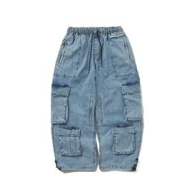 DSXBS SUPER WIDE POCKET VENTILATION WAX REAL DENIM PANTS VINTAGE BLUE