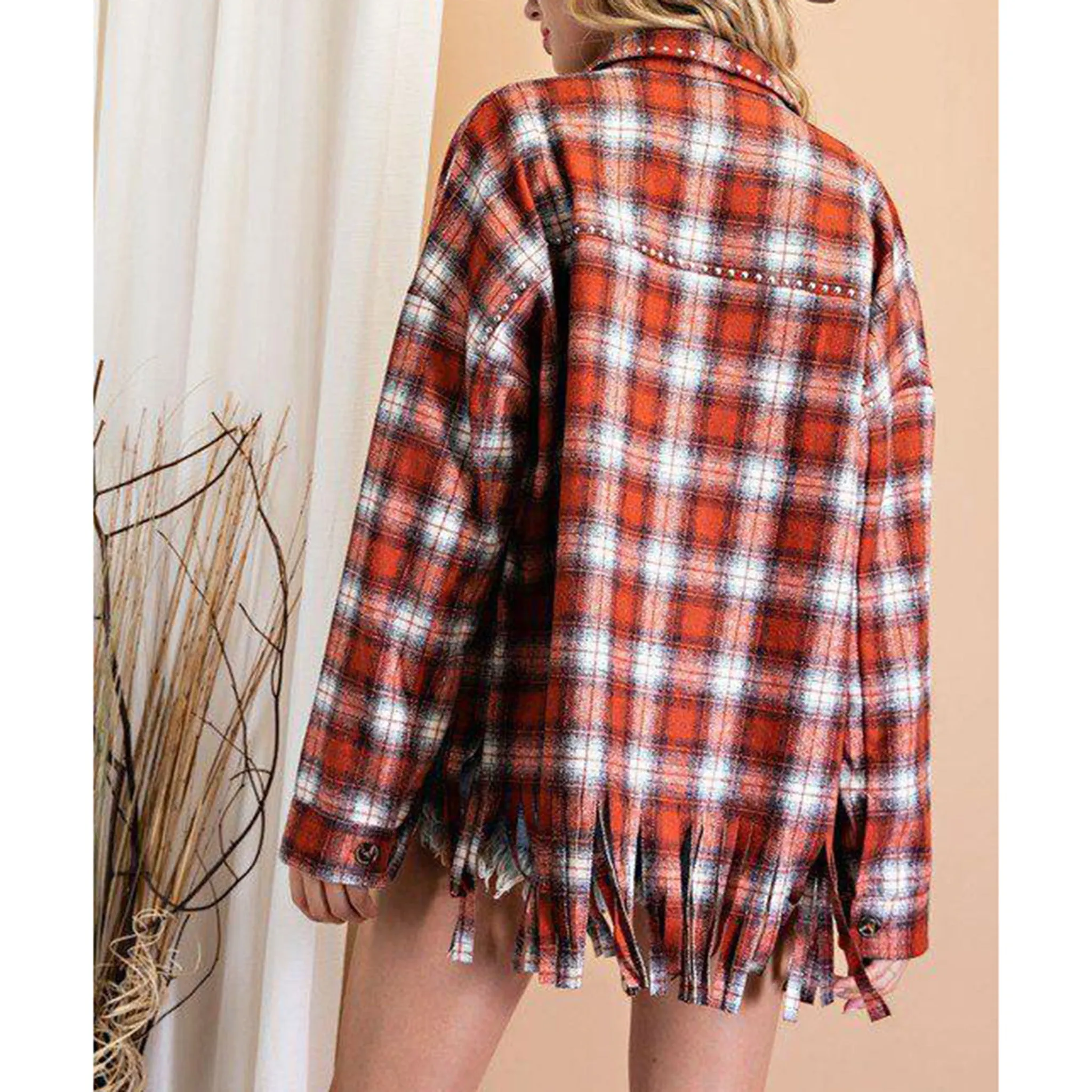 Eesome Women's Fringed Flannel Shacket