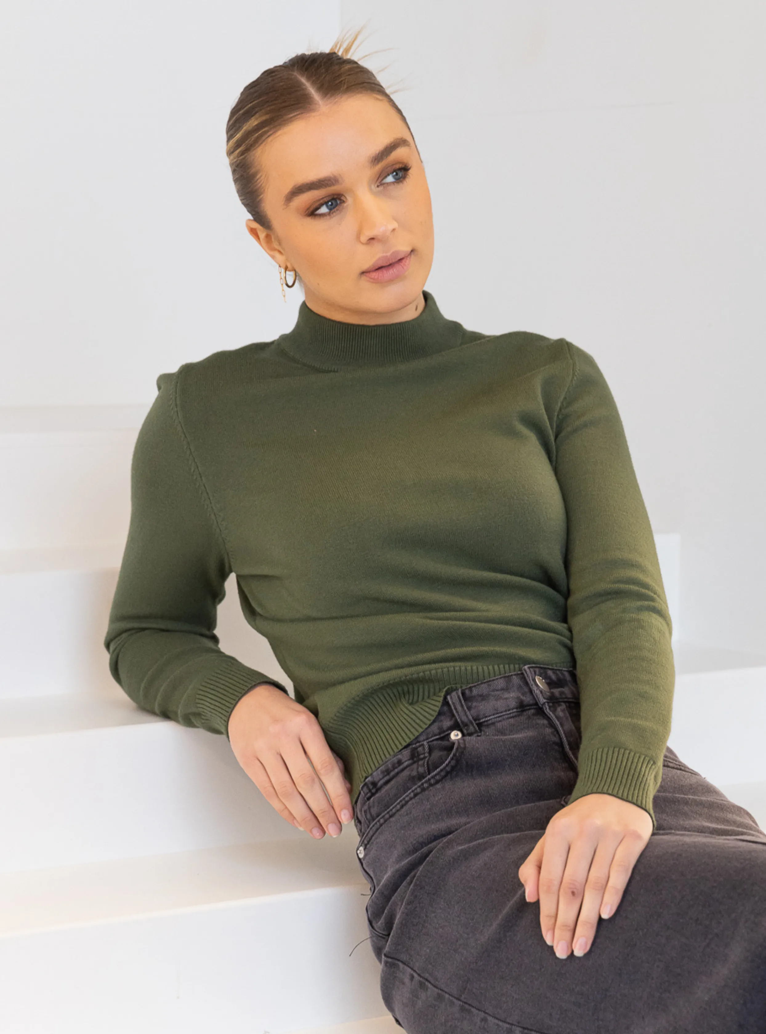 ELAINA KNIT TOP - Olive