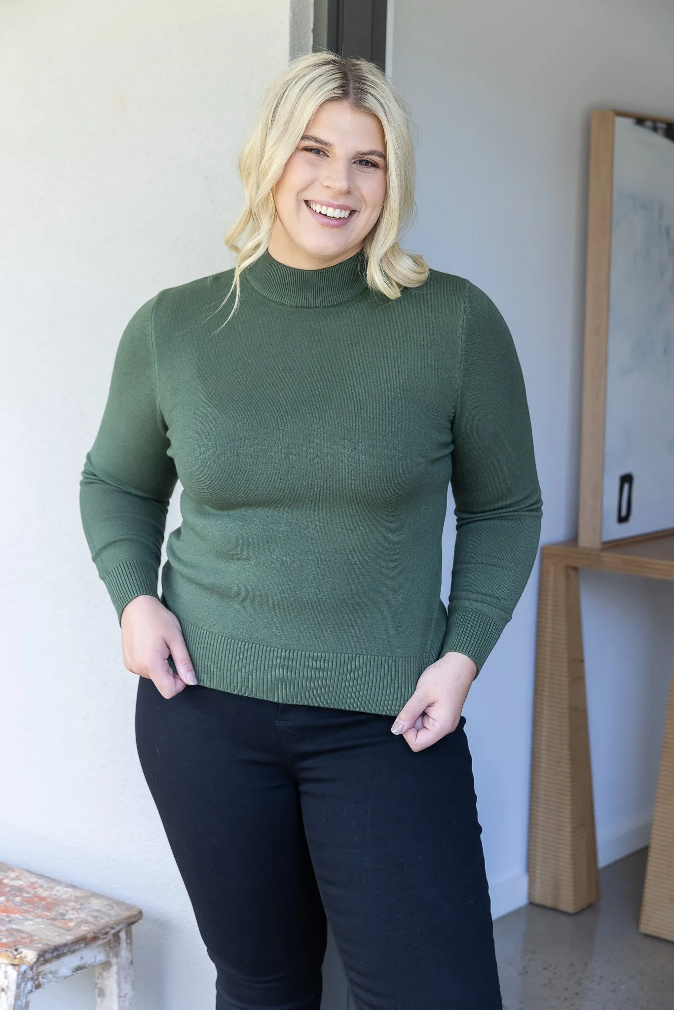 ELAINA KNIT TOP - Olive