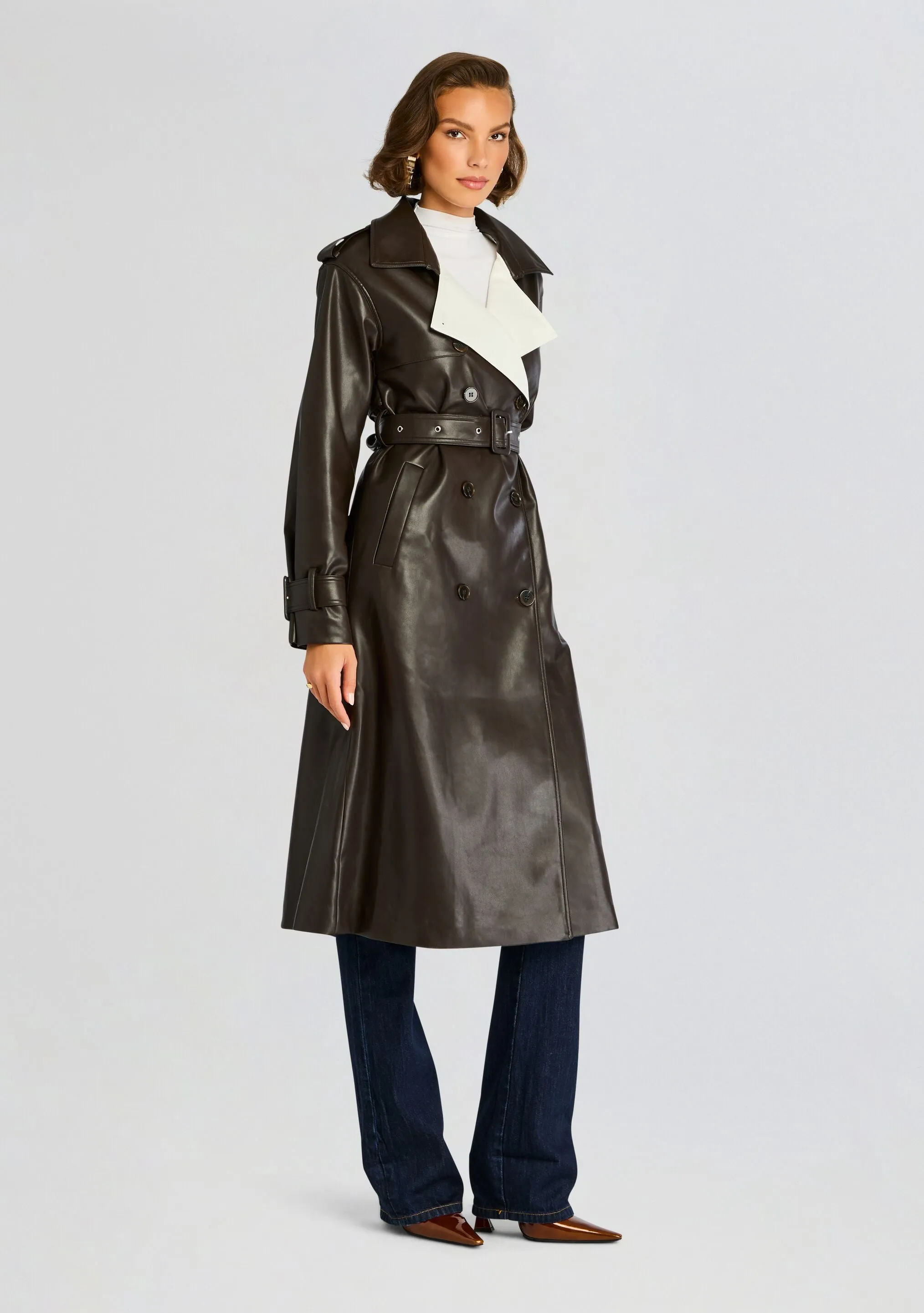 Estelle Vegan Leather Trench Coat