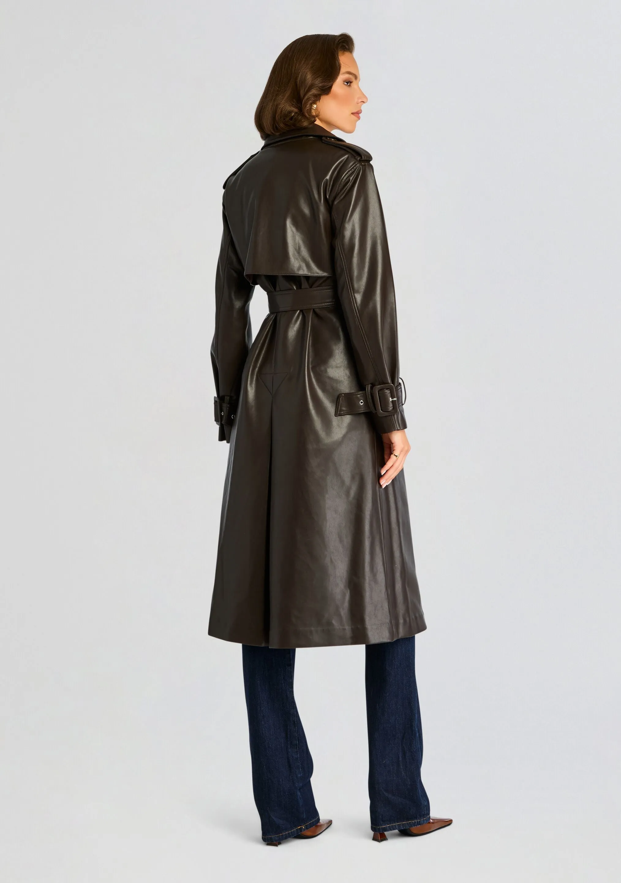 Estelle Vegan Leather Trench Coat