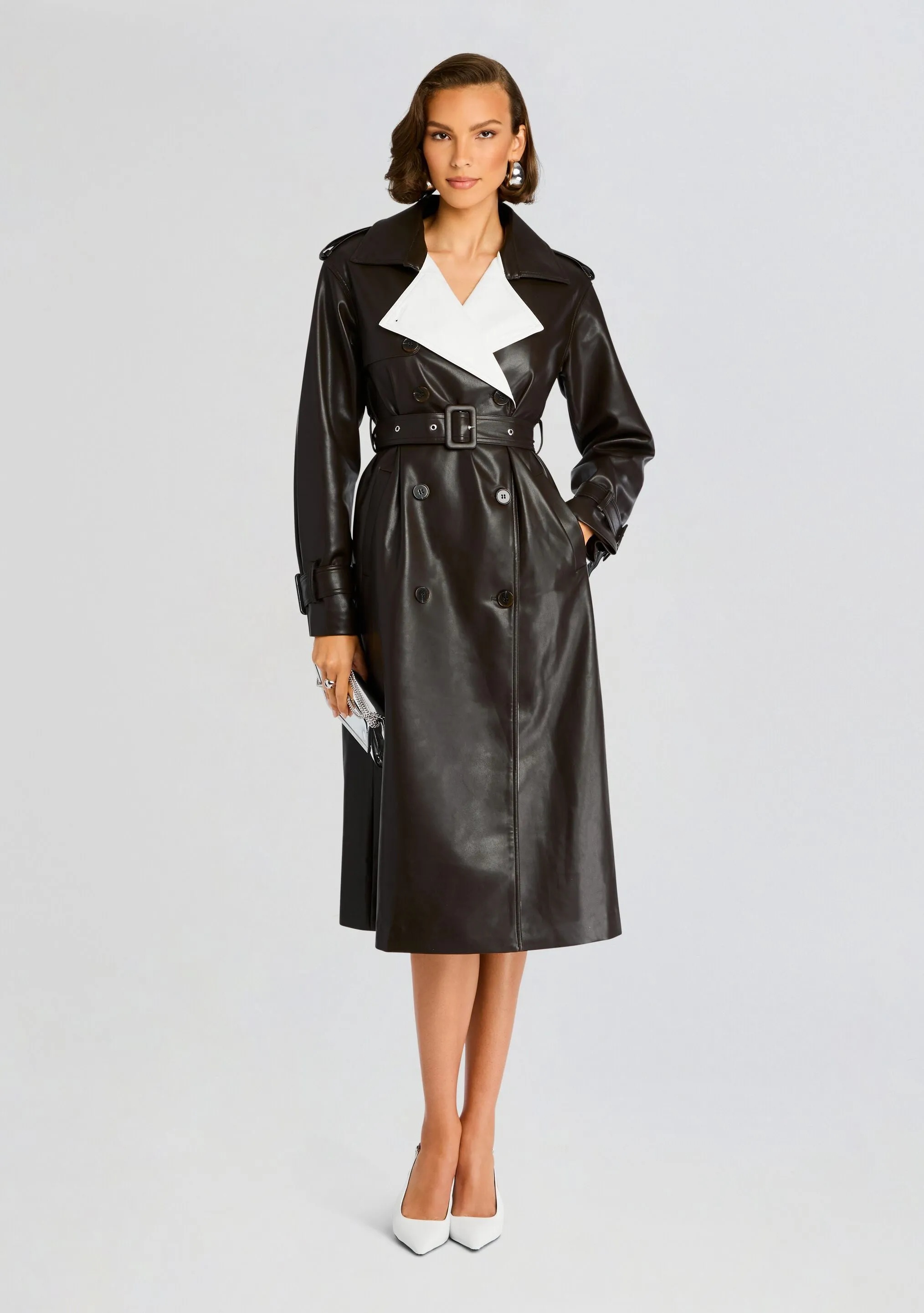 Estelle Vegan Leather Trench Coat