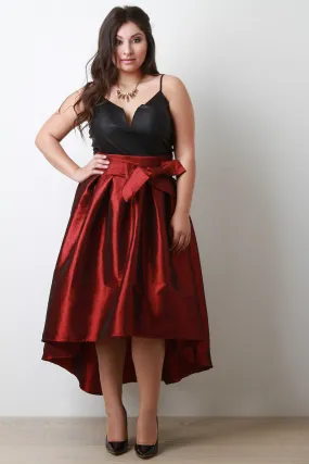 Evening Taffeta Pleated High-Low Midi Skirt