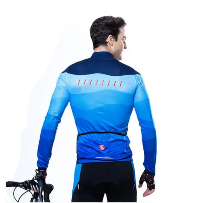 Fade Blue Long Sleeve Cycling Jersey Set