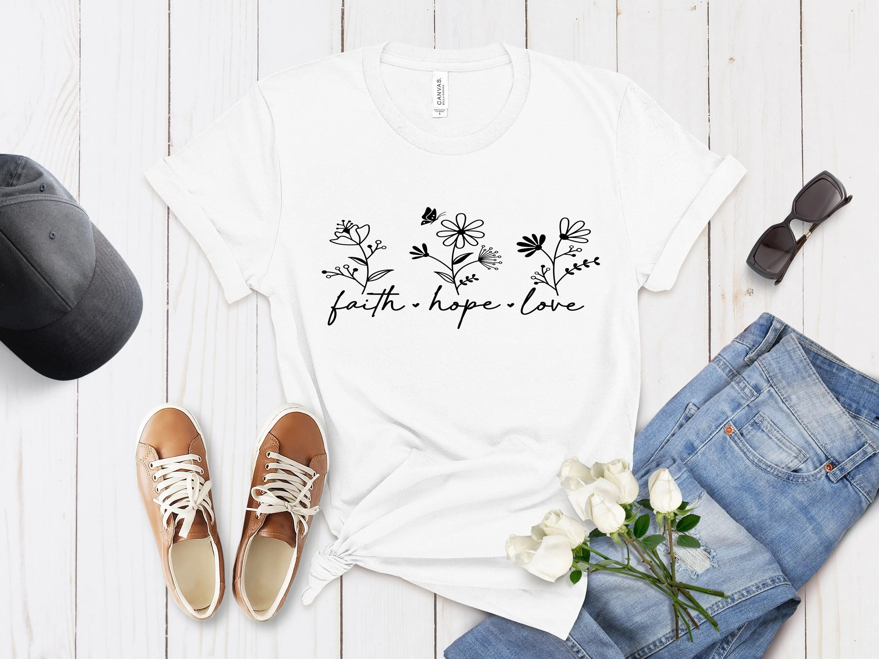 Faith Love Hope T-shirt Christian Shirt Religious Shirt Inspirational