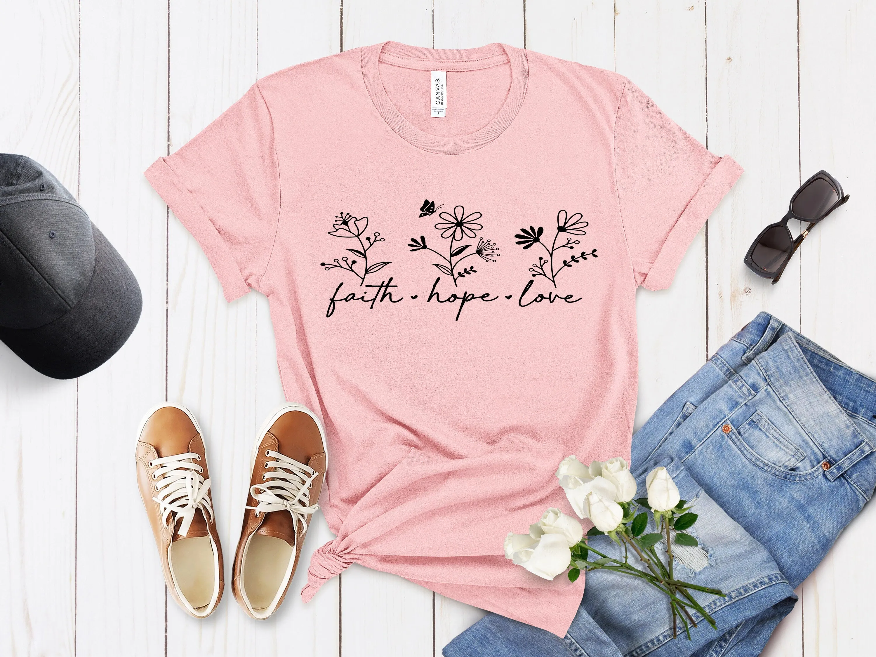 Faith Love Hope T-shirt Christian Shirt Religious Shirt Inspirational