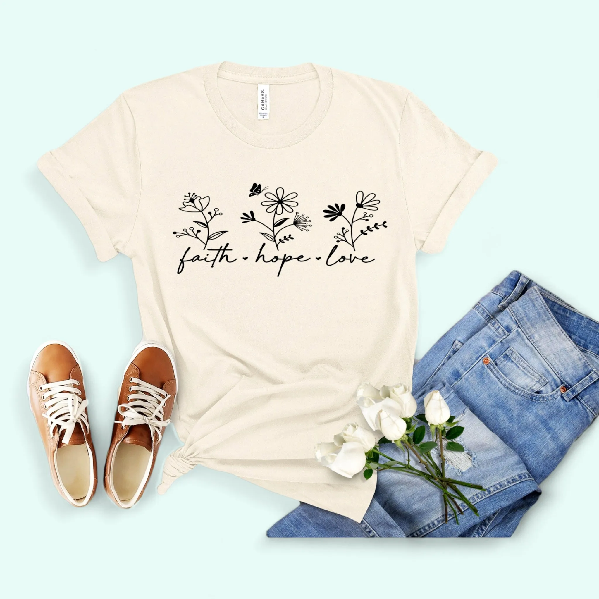 Faith Love Hope T-shirt Christian Shirt Religious Shirt Inspirational