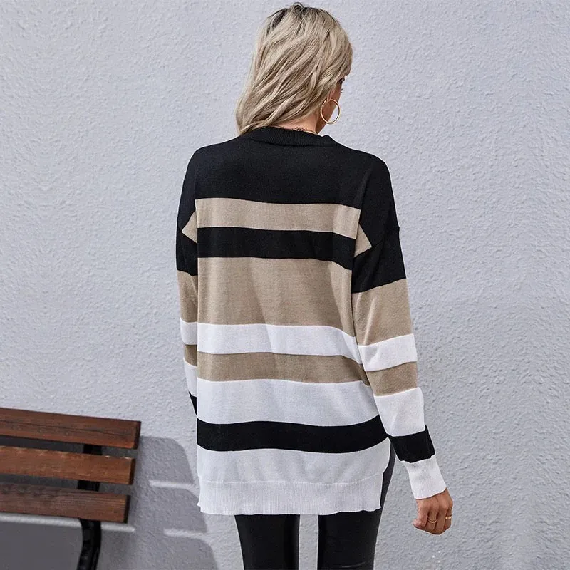 FASHION STRIPPED PULLOVER FOR WOMEN