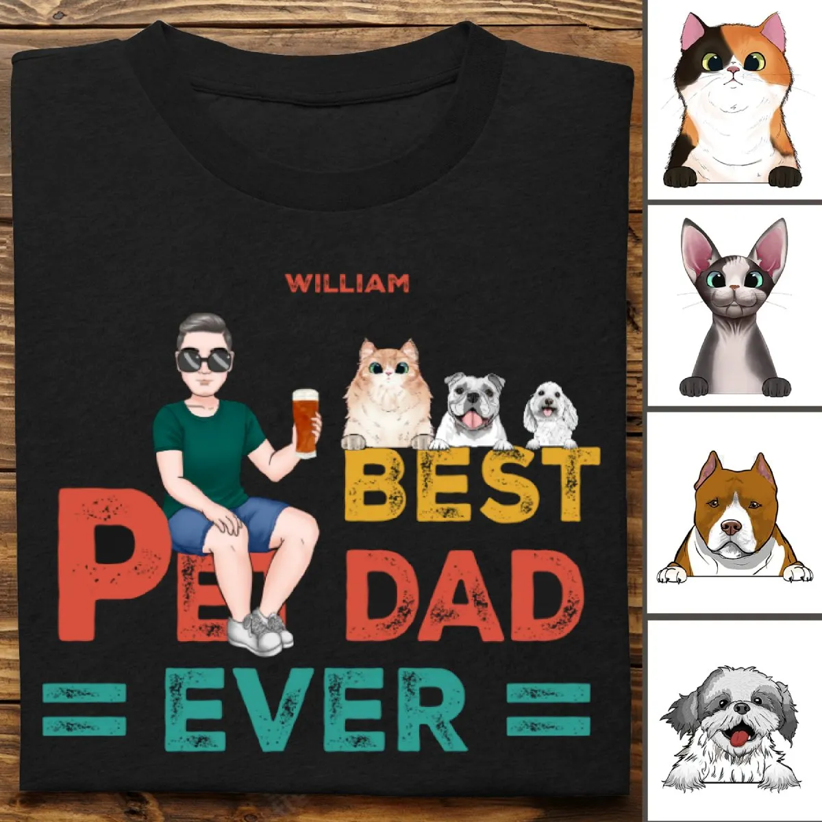 Father's Day - Best Dog Cat Dad Ever - Personalized T-Shirt