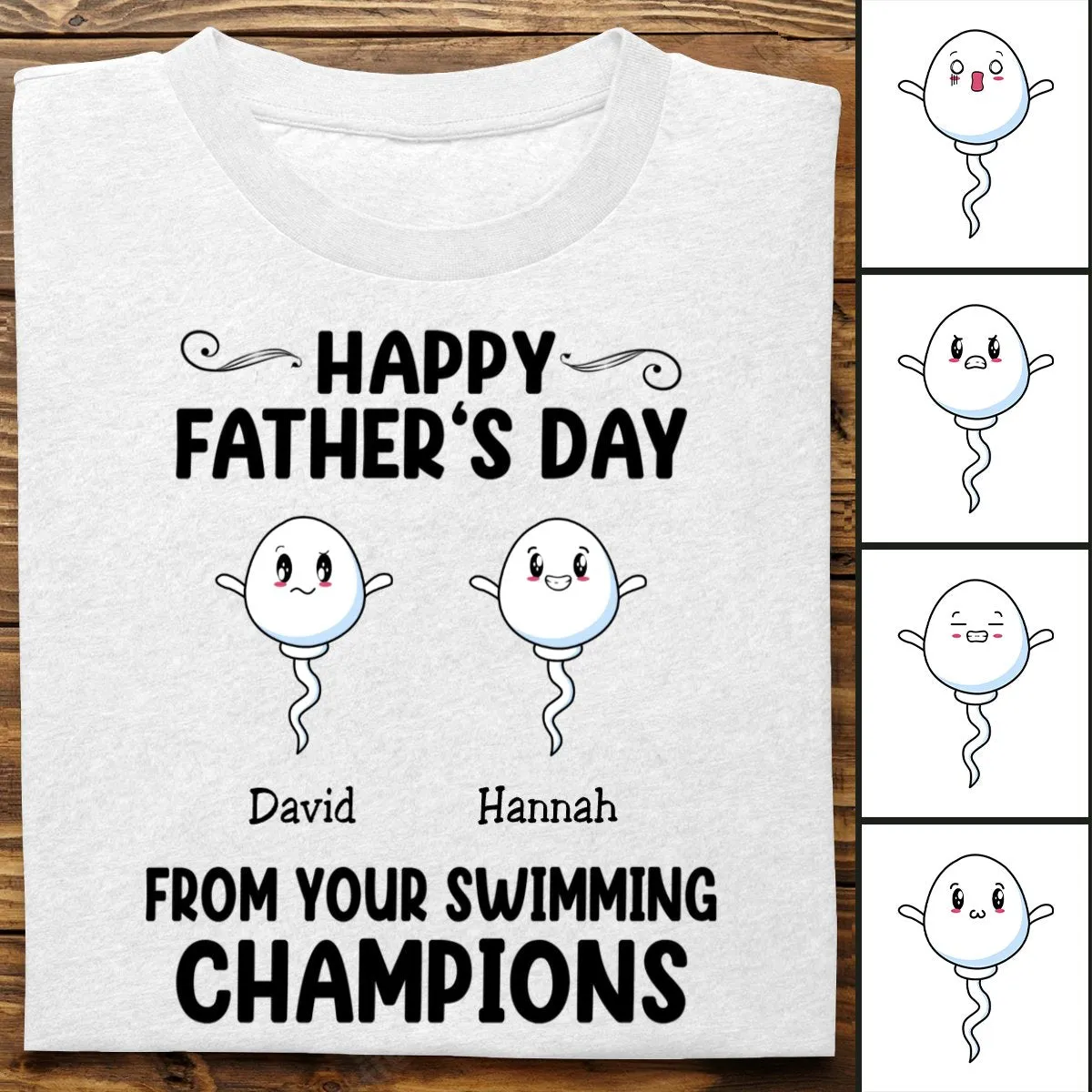 Father's Day - Happy Father's Day From Your Swimming Champion - Personalized Unisex T-shirt