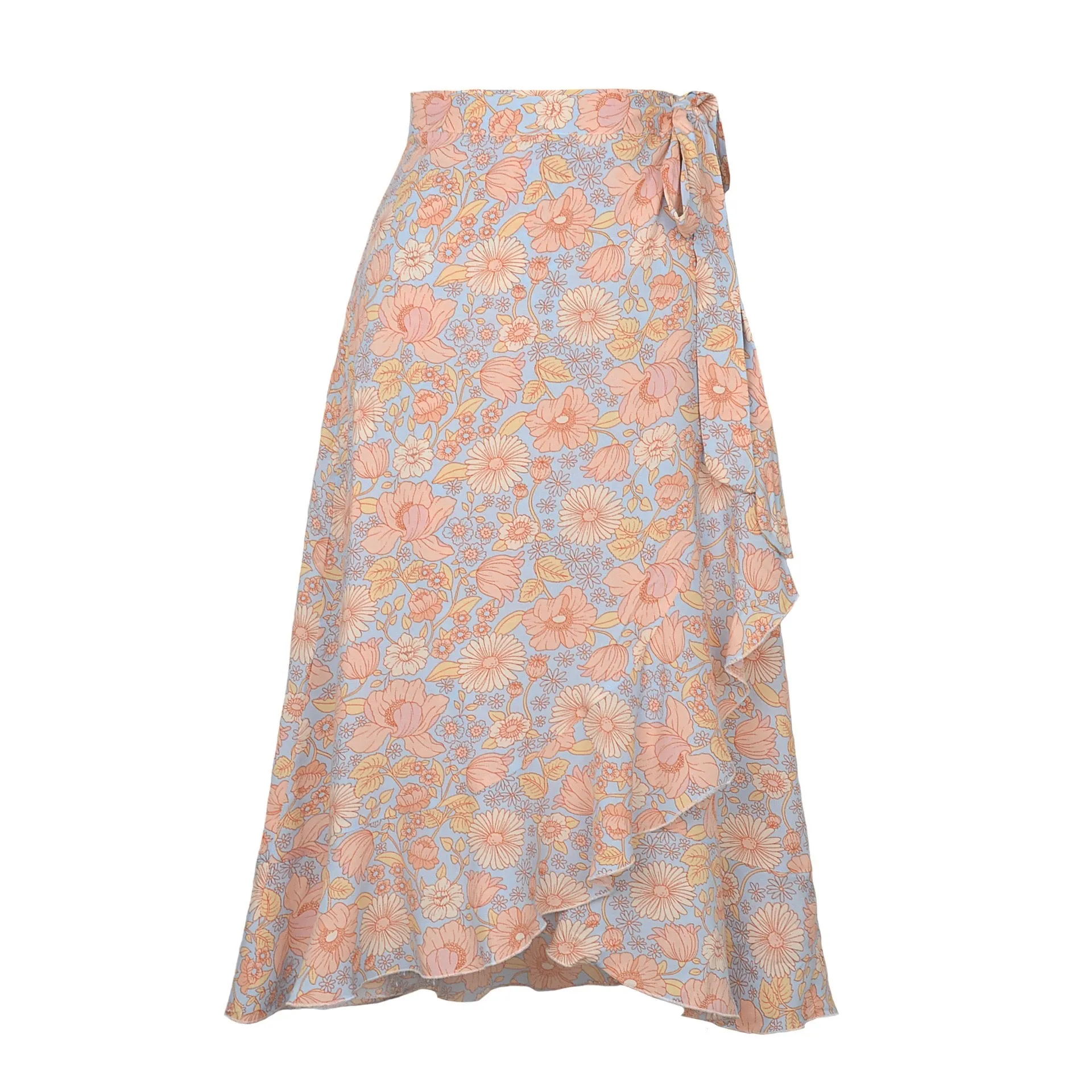 Floral Split Thigh Midi Skirt