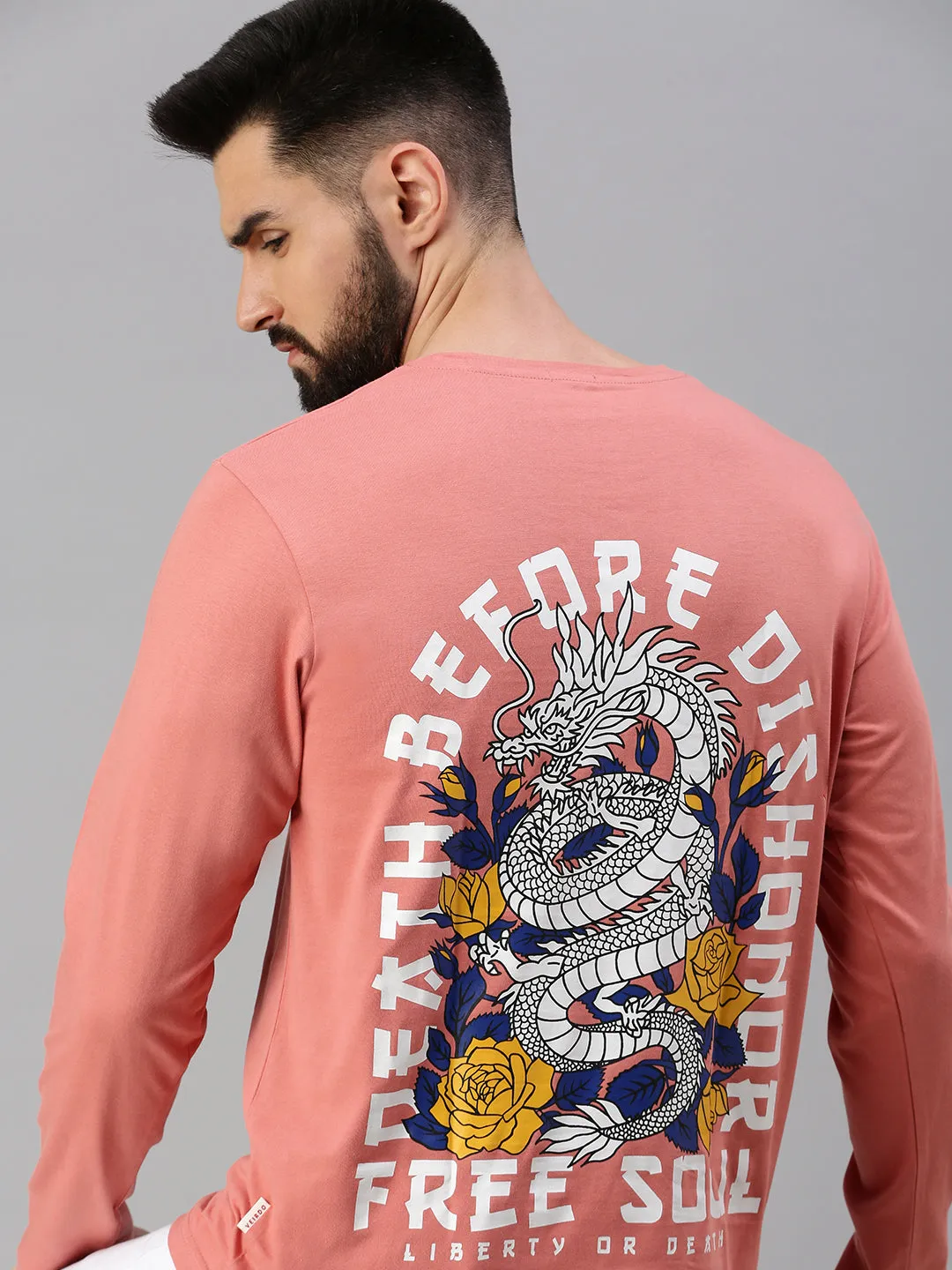 Free Soul Peach Back Front Graphic Printed Tshirt