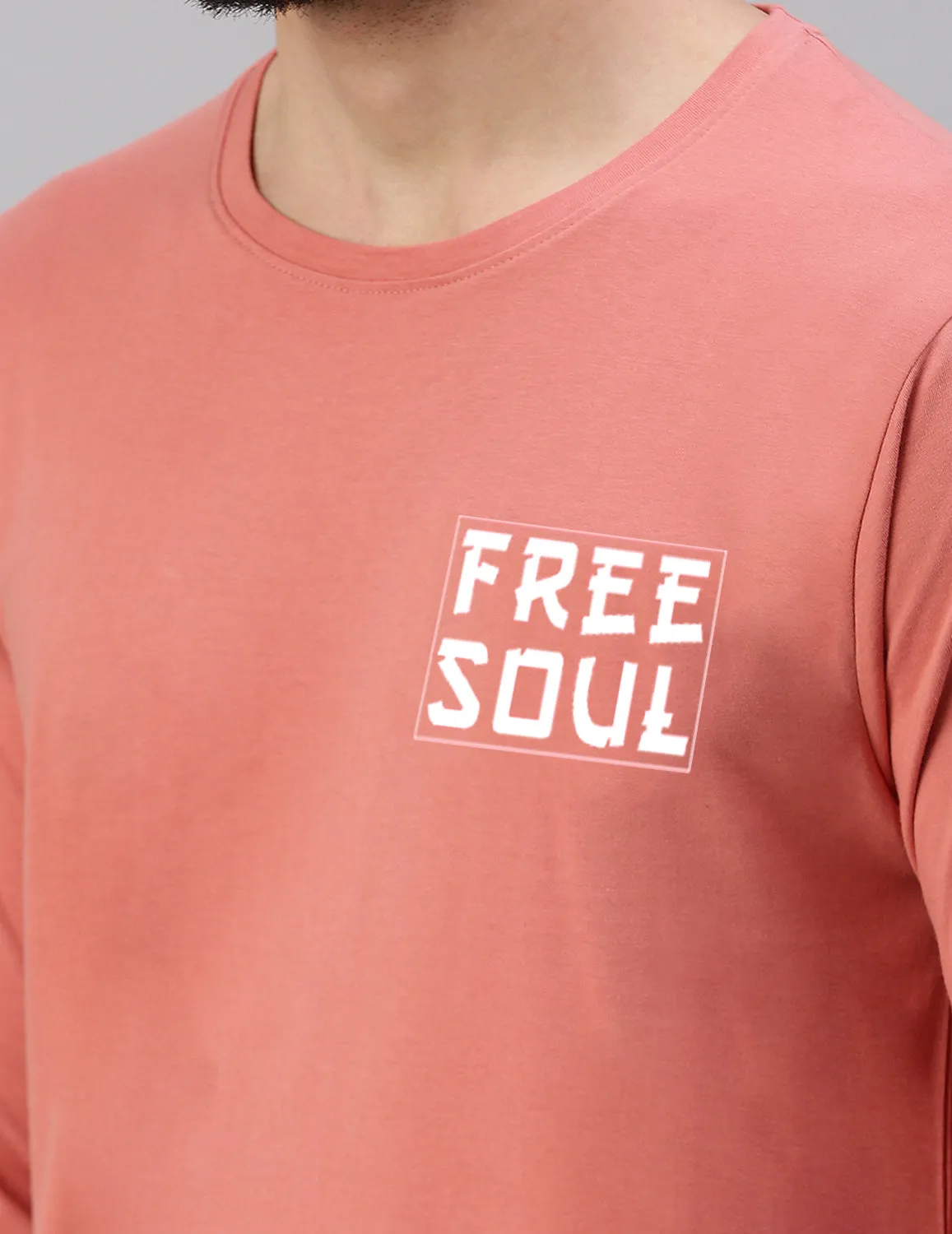 Free Soul Peach Back Front Graphic Printed Tshirt