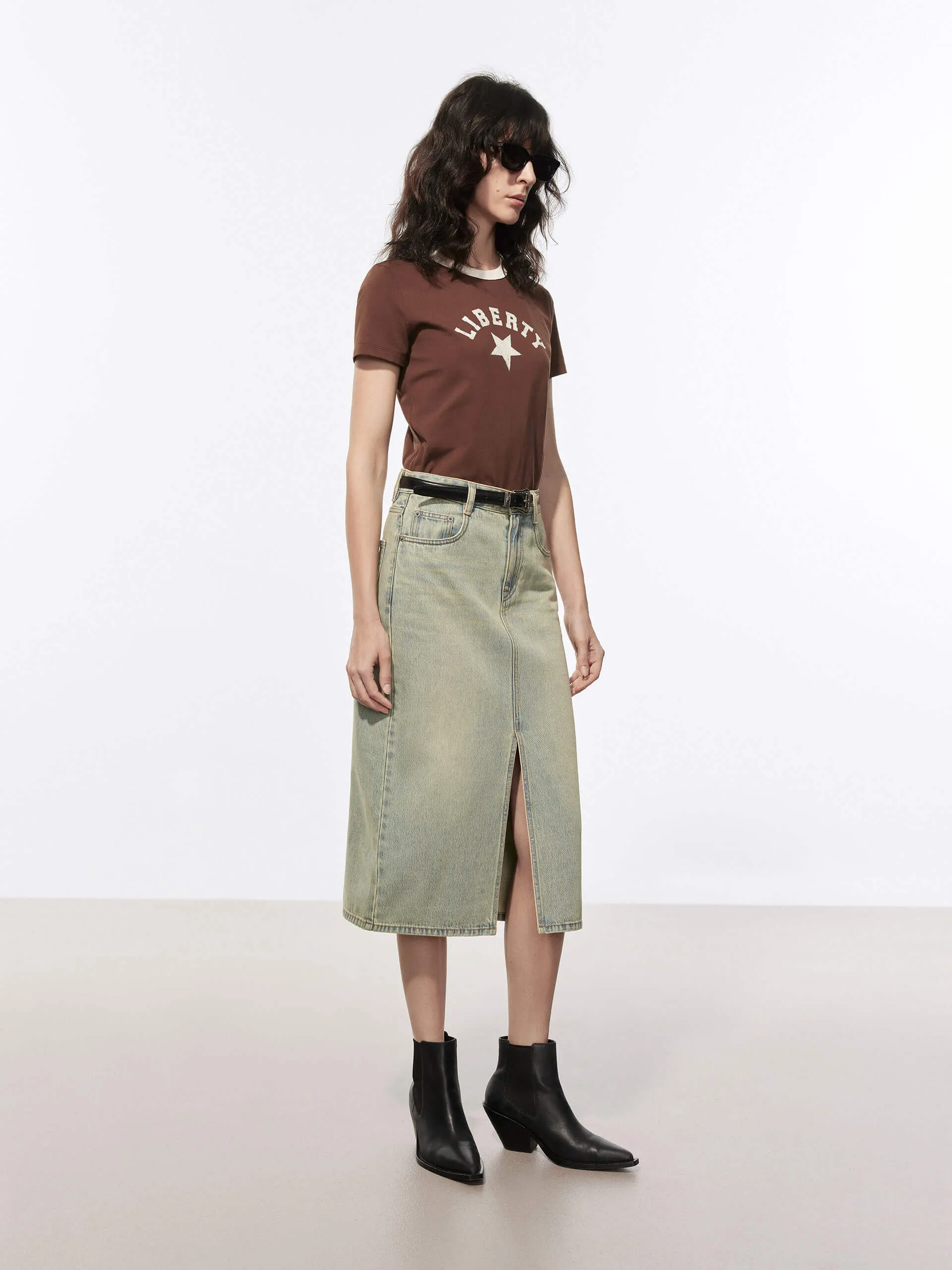 Front Slit Vintage Skirt