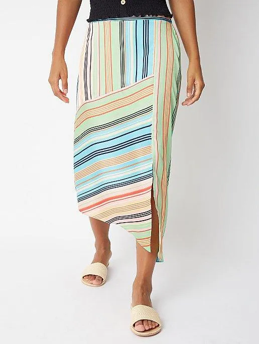 George Womens Contrast Stripe Asymmetrical Midi Skirt