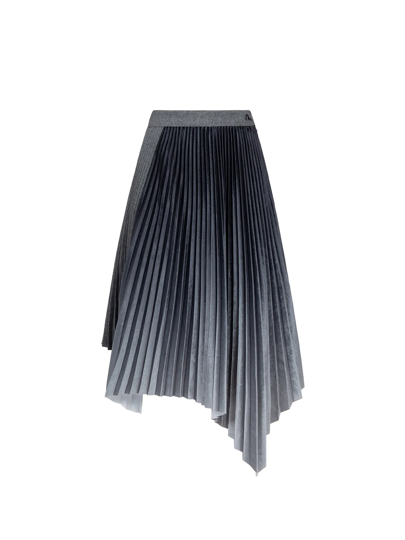 Gradiant Asymmetric Pleated Skirt