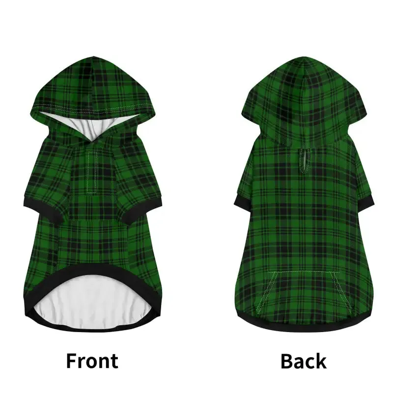 Green and Black Plaid Dog Hoodie for Stylish Pups