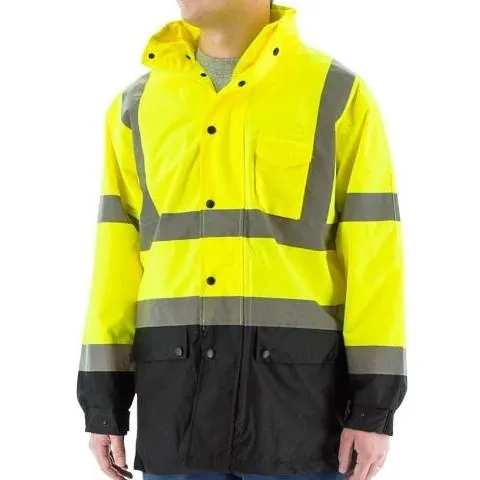 High Visibility Waterproof Parka with Nylon Liner and Reflective Striping - Majestic