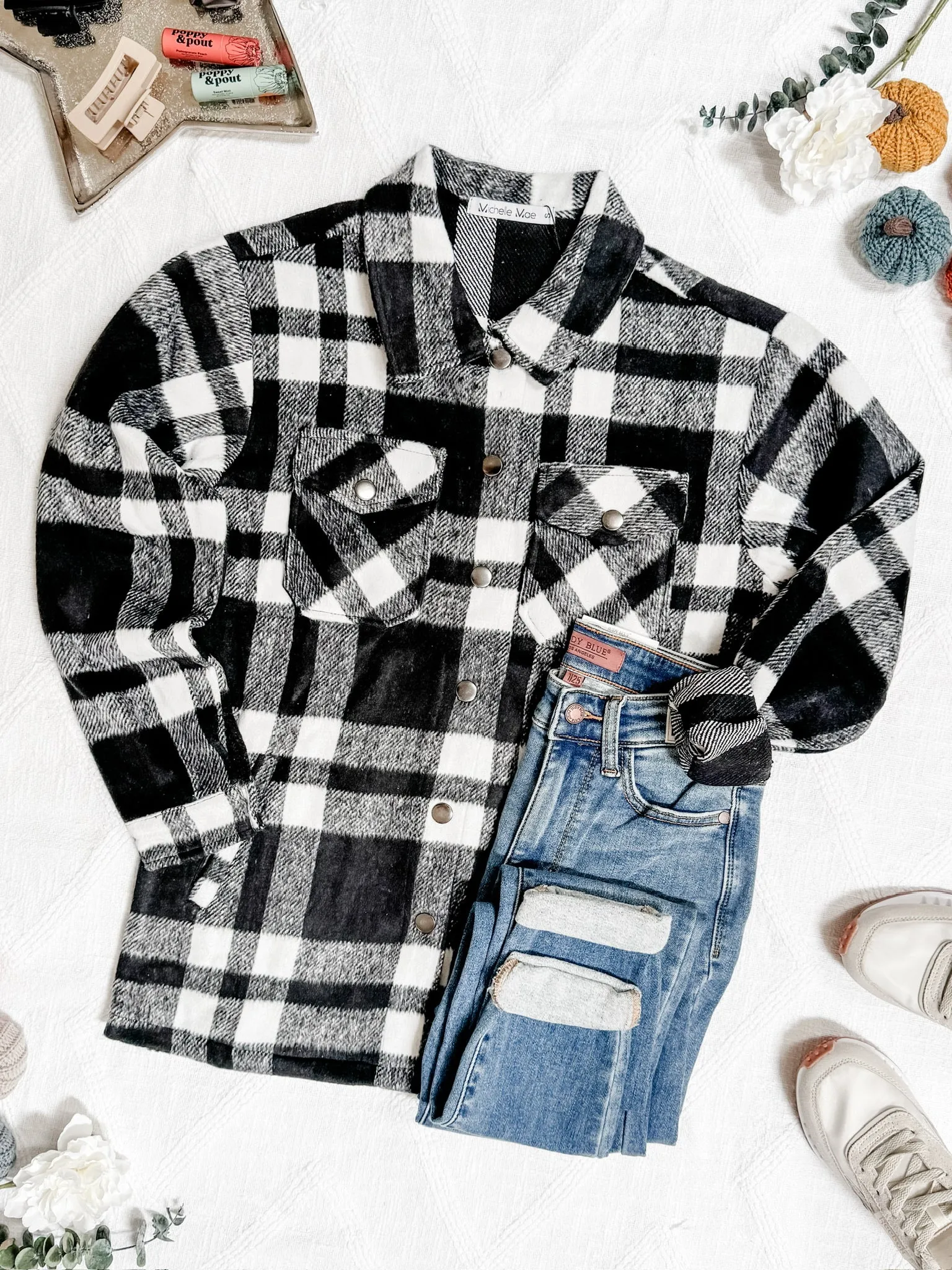 IN STOCK Norah Plaid Shacket - Classic Black and White