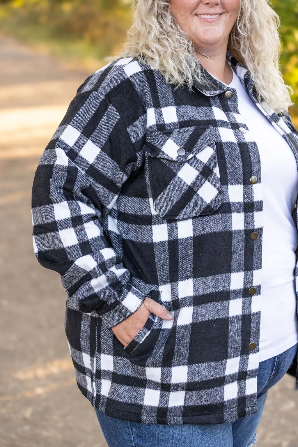 IN STOCK Norah Plaid Shacket - Classic Black and White