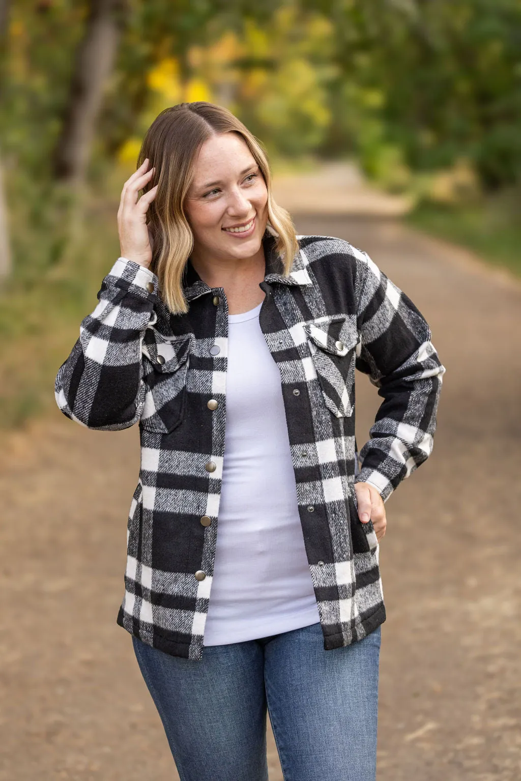 IN STOCK Norah Plaid Shacket - Classic Black and White