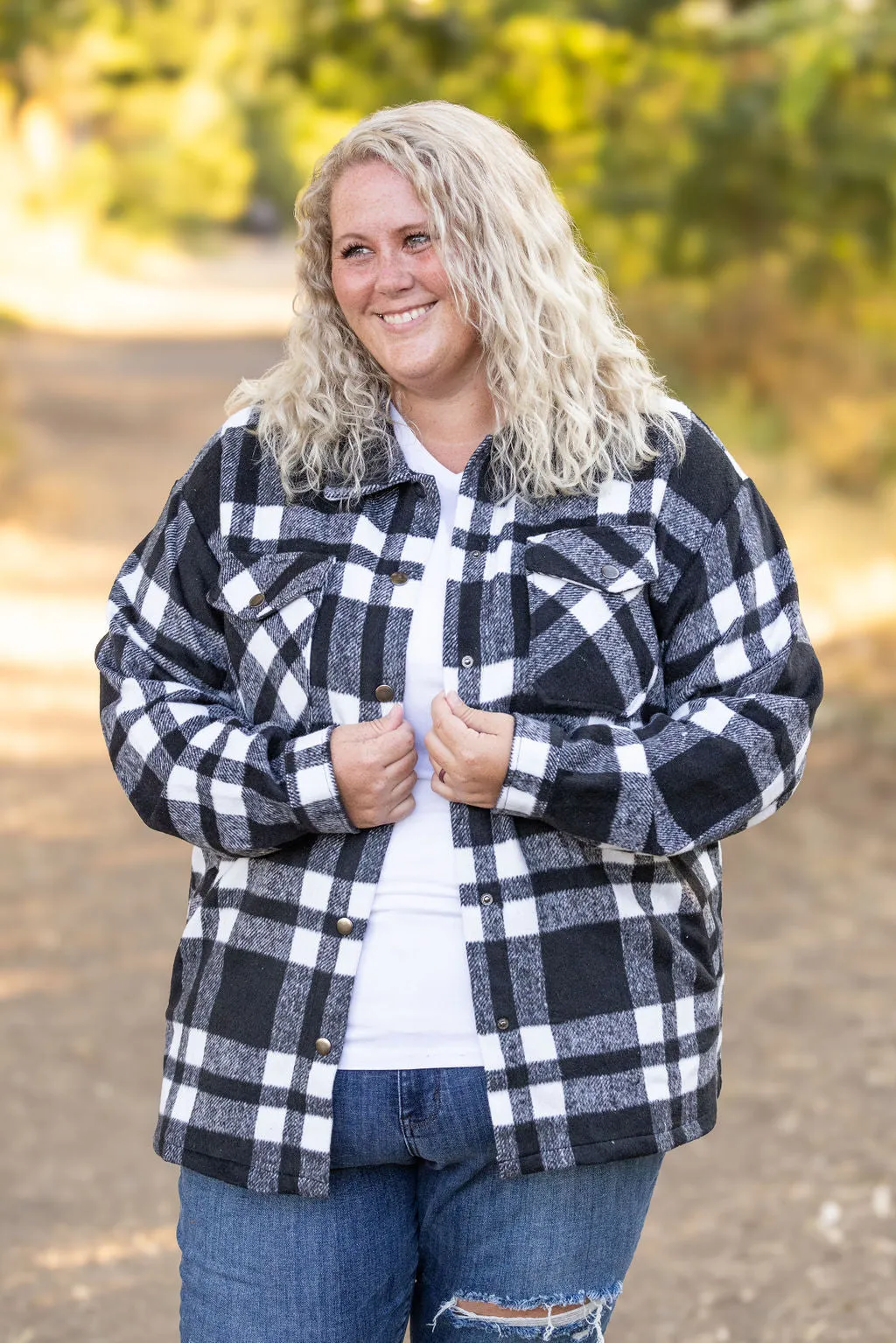 IN STOCK Norah Plaid Shacket - Classic Black and White