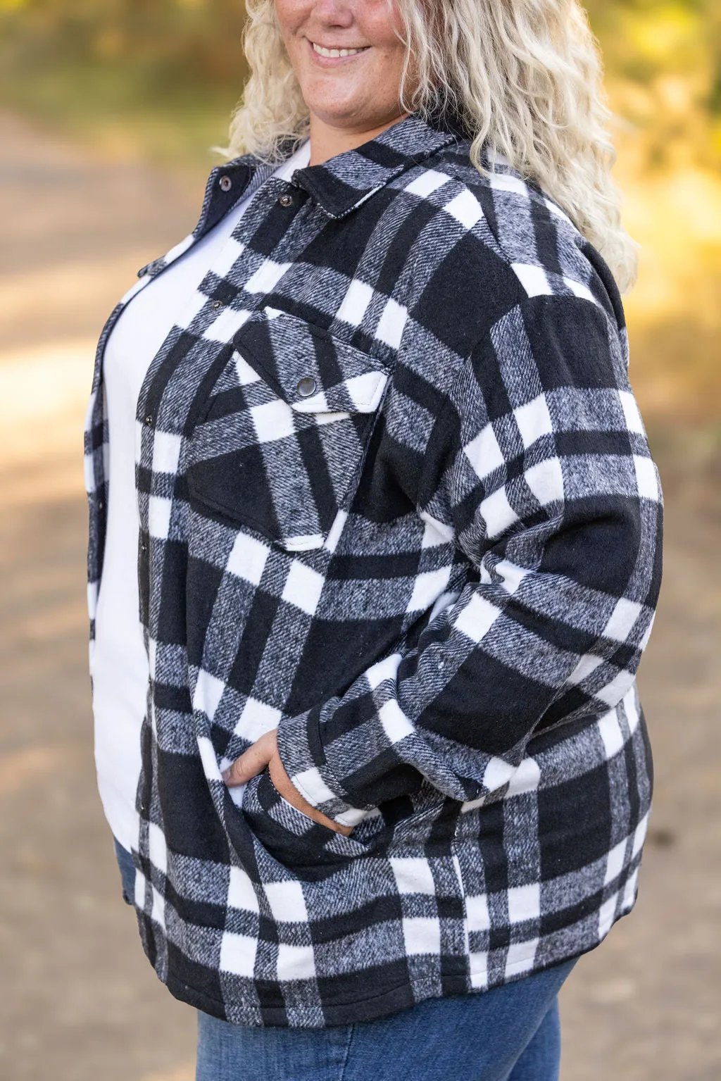 IN STOCK Norah Plaid Shacket - Classic Black and White